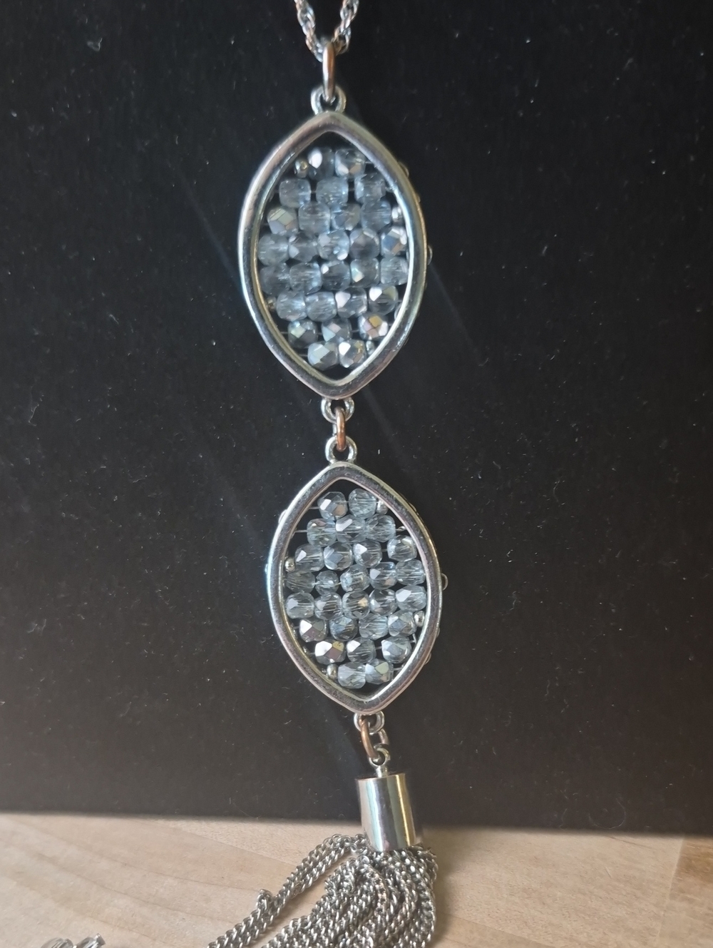 Silver Tone Women's Necklace and Earring Set - Metallic Silver - Picture 4 of 7